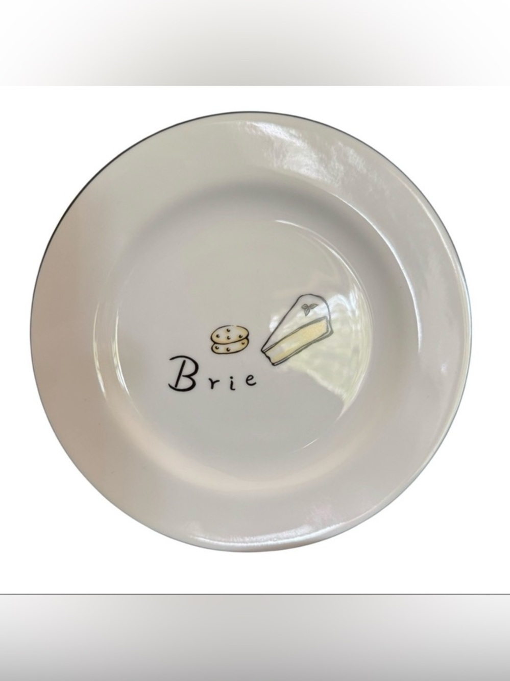 Pottery Barn 8”Cheese Plates Set of 3 Brie Gouda Stilton Appetizer Dessert